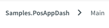 An image of the breadcrumb trail reading Samples. PosAppDash > Main.