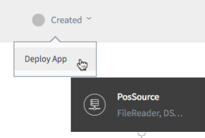 The Created selector, open to Deploy App.