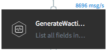 The GenerateWactionContext stream, displaying a message flow rate of 8696 messages per second.
